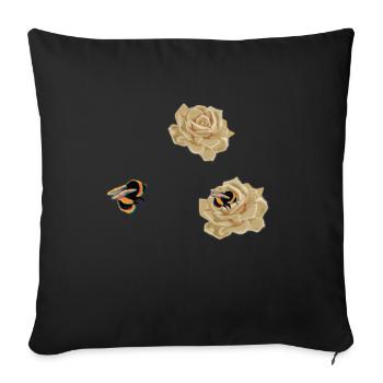 Rose-loving bee - Sofa pillowcase 17,3'' x 17,3'' (45 x 45 cm) - black - Front