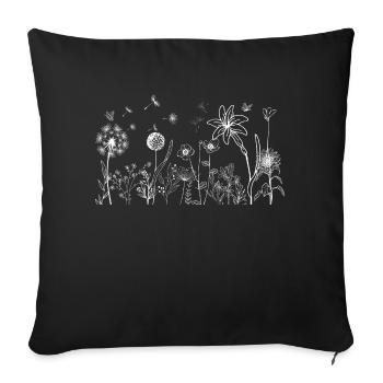 Fleurs minimalistes - Housse de coussin décorative 45 x 45 cm - noir - Devant