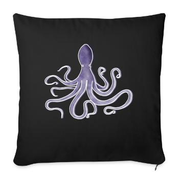"Octopus", Boho Line Art Design, Series "Ocean" - Sofa pillowcase 17,3'' x 17,3'' (45 x 45 cm) - black - Front