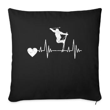 Skieur Ski Ski Design Tenue de ski - Housse de coussin décorative 45 x 45 cm - noir - Devant