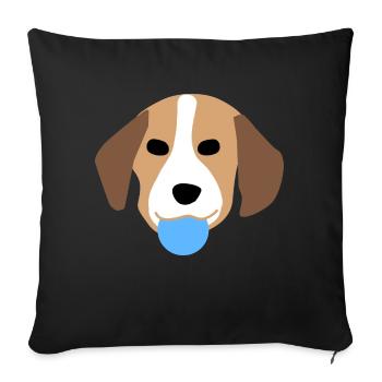 Visage de chiot 3 - Housse de coussin décorative 45 x 45 cm - noir - Devant