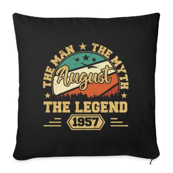 Légendaire depuis août 1957 Millésime 1957 août - Housse de coussin décorative 45 x 45 cm - noir - Devant