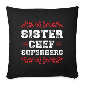 Sœur Super-héroïne - Housse de coussin décorative 45 x 45 cm - noir - Devant