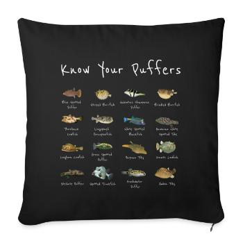 Puffer Fish Species Gift Marine Biology Diving - Housse de coussin décorative 45 x 45 cm - noir - Devant