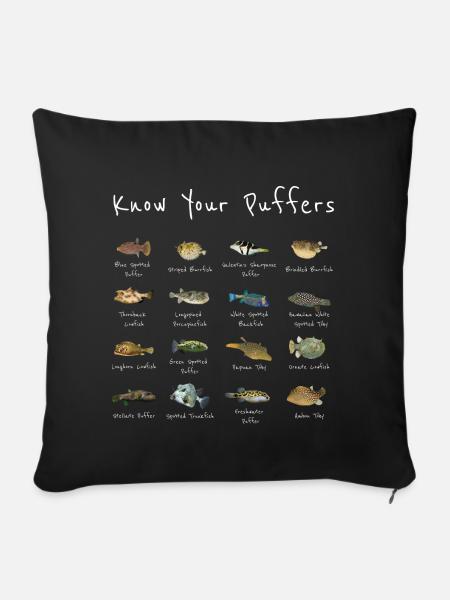 Kugelfisch Arten Geschenk Meeresbiologie Tauchen - Sofakissenbezug 45 x 45 cm - Schwarz
