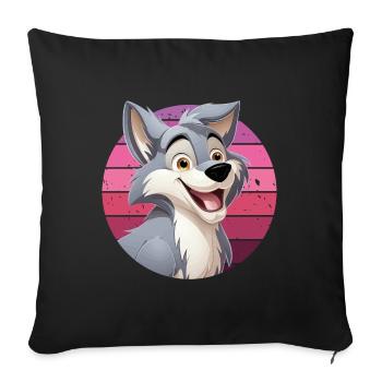 Wolf Laughs Cartoon Comic Wolf Head Wolves Cute - Sofa pillowcase 17,3'' x 17,3'' (45 x 45 cm) - black - Front