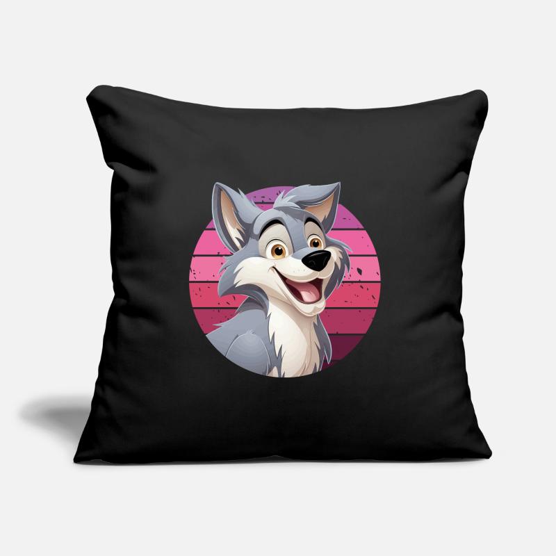Wolf Laughs Cartoon Comic Wolf Head Wolves Cute Housse de coussin décorative 45 x 45 cm