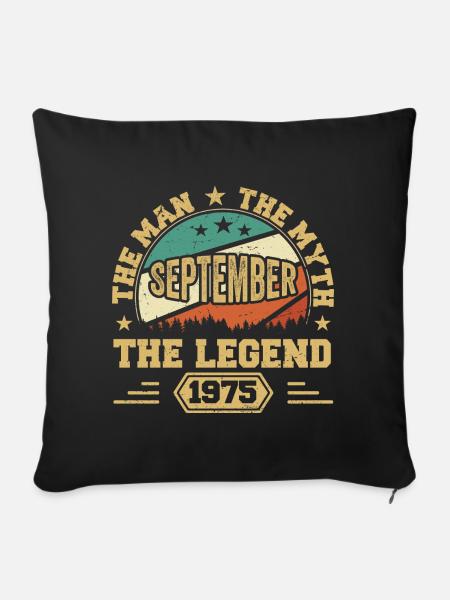 Legendär seit September 1975 Retro 1975 September - Sofakissenbezug 45 x 45 cm - Schwarz
