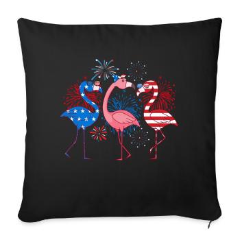 4th Of July American Flag Flamingo Independence - Sofa pillowcase 17,3'' x 17,3'' (45 x 45 cm) - black - Front