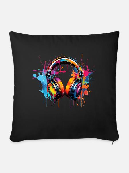 Kopfhörer Graffiti Style - Sofakissenbezug 45 x 45 cm - Schwarz