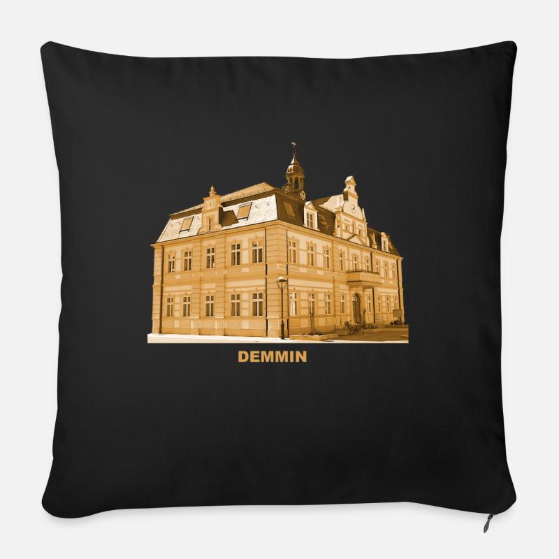 Demmin Rathaus Seenplatte Mecklenburg Vorpommern - Sofakissenbezug 45 x 45 cm - Schwarz