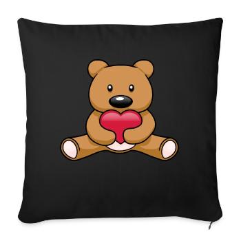 Cute kawaii teddy bear holding red heart showing love - Sofa pillowcase 17,3'' x 17,3'' (45 x 45 cm) - black - Front