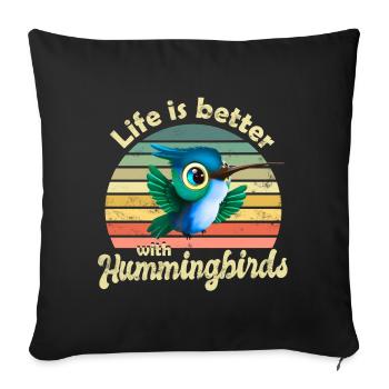 Hummingbird - Sofa pillowcase 17,3'' x 17,3'' (45 x 45 cm) - black - Front