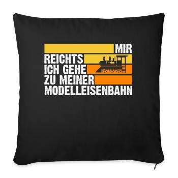 Eisenbahn Dampflok Eisenbahner Modelleisenbahn - Sofakissenbezug 45 x 45 cm - Schwarz - Vorne