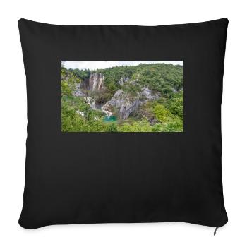 Veliki Slap Wasserfall Nationalpark Plitvicer Seen - Sofakissenbezug 45 x 45 cm - Schwarz - Vorne