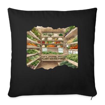 Pot de légumes de style anime à base de plantes puissance à base de plantes - Housse de coussin décorative 45 x 45 cm - noir - Devant