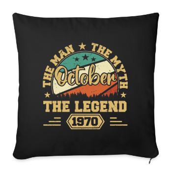 Octobre 1970 Cadeau d’anniversaire 1970 Octobre - Housse de coussin décorative 45 x 45 cm - noir - Devant