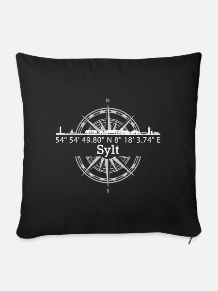 Koordinaten Sylt - Sofakissenbezug 45 x 45 cm - Schwarz