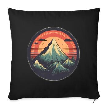 Stylized mountain panorama with sunset - Sofa pillowcase 17,3'' x 17,3'' (45 x 45 cm) - black - Front
