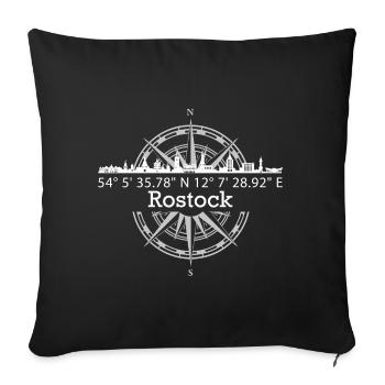 Koordinaten Rostock - Sofakissenbezug 45 x 45 cm - Schwarz - Vorne