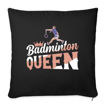 Badminton Queen Woman Girl Player - Housse de coussin décorative 45 x 45 cm - noir - Devant