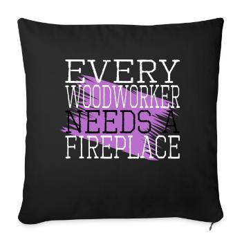 Blague Amériques Menuisier - Housse de coussin décorative 45 x 45 cm - noir - Devant