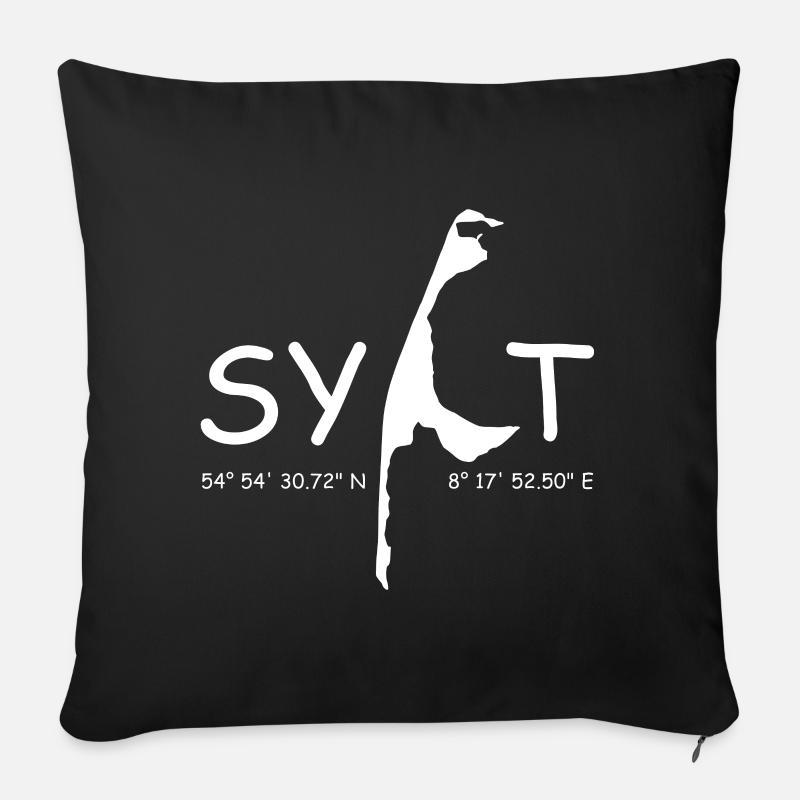 Sylt Koordinaten - Sofakissenbezug 45 x 45 cm - Schwarz