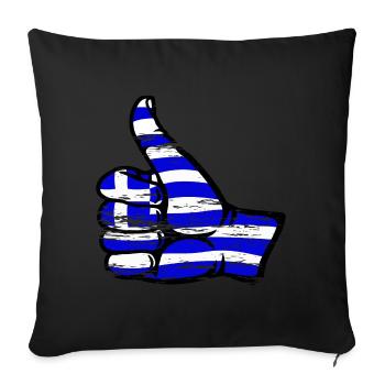 Drapeau de la Grèce OK Symbole utilisé - Housse de coussin décorative 45 x 45 cm - noir - Devant