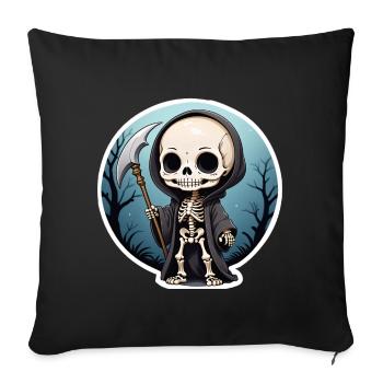 Halloween - Cute Death - Skeleton with Scythe - Sofa pillowcase 17,3'' x 17,3'' (45 x 45 cm) - black - Front