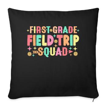 First Grade Field Trip Squad Teacher Students - Sofa pillowcase 17,3'' x 17,3'' (45 x 45 cm) - black - Front