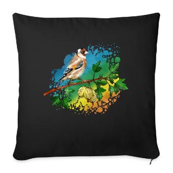 Oiseau coloré - Housse de coussin décorative 45 x 45 cm - noir - Devant