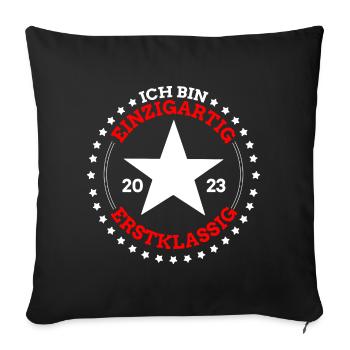 Schulkind 2023 Erstklassig Ich Bin Einzigartig - Sofakissenbezug 45 x 45 cm - Schwarz - Vorne