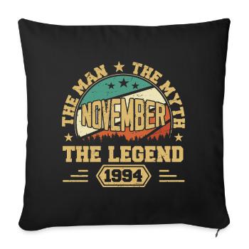 Légendaire depuis novembre 1994 Rétro 1994 Novembre - Housse de coussin décorative 45 x 45 cm - noir - Devant