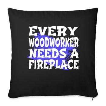 Charpentier Travail Tshirts Exploitation forestière - Housse de coussin décorative 45 x 45 cm - noir - Devant