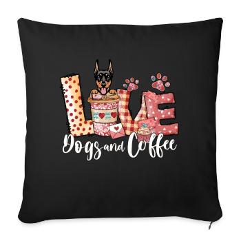 Doberman Dog Coffee Lover Valentines Day - Sofa pillowcase 17,3'' x 17,3'' (45 x 45 cm) - black - Front