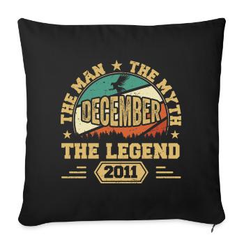 December 2011 Birthday December 2011 Gift - Sofa pillowcase 17,3'' x 17,3'' (45 x 45 cm) - black - Front