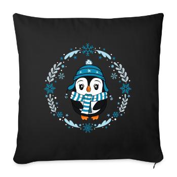 süßer Pinguin Winter Schneeflocken Tiere Mädchen - Sofakissenbezug 45 x 45 cm - Schwarz - Vorne