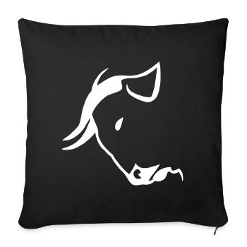 Tête de taureau blanche - Housse de coussin décorative 45 x 45 cm - noir - Devant