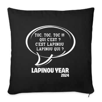 bonne année, happy new year, 2024 - Housse de coussin décorative 45 x 45 cm - noir - Devant