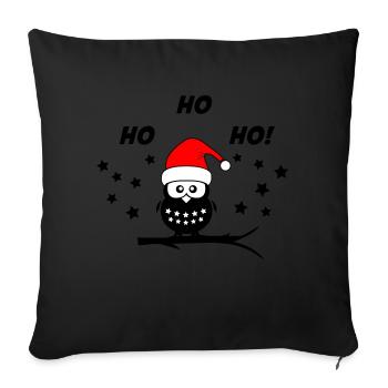 Hibou Noël Père Noël - Housse de coussin décorative 45 x 45 cm - noir - Devant