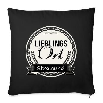 Lieblingsort Stralsund - Sofakissenbezug 45 x 45 cm - Schwarz - Vorne