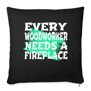 bois bois bûcheron idée présente - Housse de coussin décorative 45 x 45 cm - noir - Devant