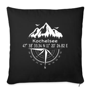 Koordinaten Kochelsee - Sofakissenbezug 45 x 45 cm - Schwarz - Vorne