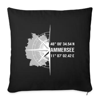 Koordinaten Ammersee - Sofakissenbezug 45 x 45 cm - Schwarz - Vorne