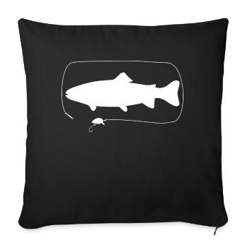 Truite avec wobbler - Housse de coussin décorative 45 x 45 cm - noir - Devant