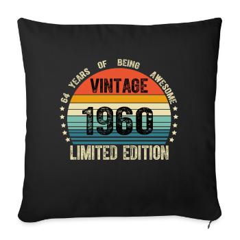 Vintage 1960 64 Years Old 64th Birthday Limited - Housse de coussin décorative 45 x 45 cm - noir - Devant