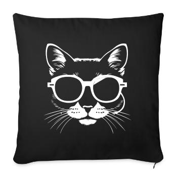 Lustige Katze mit Sonnenbrille Kätzchen Sonnenbrille Katzen - Sofakissenbezug 45 x 45 cm - Schwarz - Vorne
