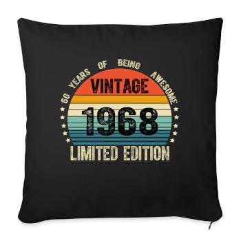 Vintage 1968 56 Years Old 56th Birthday Limited - Housse de coussin décorative 45 x 45 cm - noir - Devant