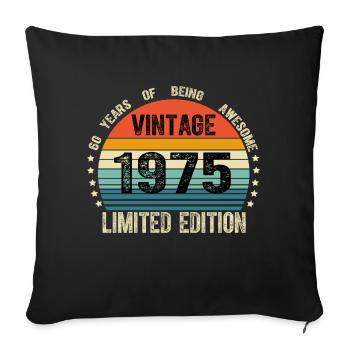 Vintage 1975 49 Years Old 49th Birthday Limited - Housse de coussin décorative 45 x 45 cm - noir - Devant