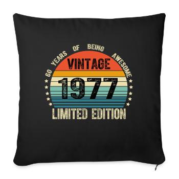 Vintage 1977 47 Years Old 47th Birthday Limited - Housse de coussin décorative 45 x 45 cm - noir - Devant